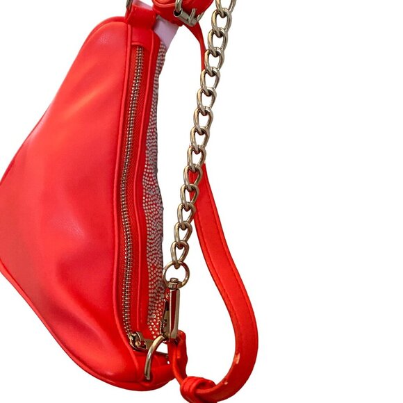 Wild Fable Coral Rhinestone Triangle Crossbody Bag Chain Adjustable Strap NWT - Picture 8 of 11